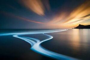 en lång exponering fotografera av en Vinka på de hav. ai-genererad foto