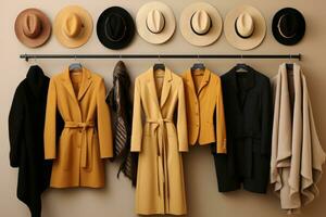 förenklad garderob väsentliga ordentligt anordnad för en minimalistisk estetisk foto