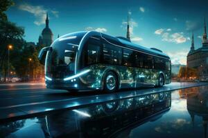 väte bränsle cell buss i stadsbild foto