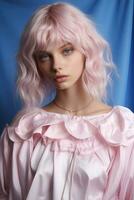 årgång modell basks i över utmärkelser inkapslade i pastell rosa och kunglig blå nyanser foto