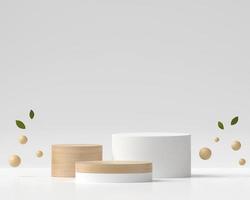 abstrakt vit och trä podium produkt display 3d -rendering foto