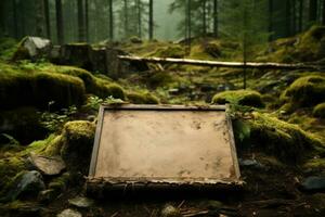 traditionell Karta spridning på en skog jord bakgrund med tömma Plats för text foto