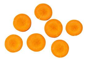 skön orange morot skivor i uppsättning isolerat på vit bakgrund med klippning väg foto