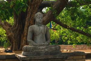 buddha staty vid abhayagiri dagoba stupa i anuradhapura, sri lanka foto