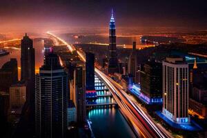 de stad av dubai är en stad i de förenad arab emiraten. ai-genererad foto