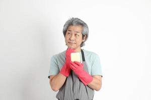 senior asiatisk hushållerska foto