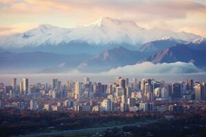 antenn se av de stadsbild av seoul, söder korea, santiago chile stadsbild, ai genererad foto