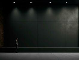 tömma modern interiör mörk vägg bakgrund främre se ai genererad foto