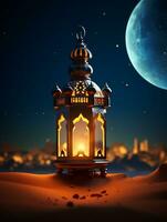 islamic ramadan hälsning kort design med islamic bakgrund ai genererad foto