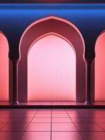 islamic ramadan hälsning kort design med islamic bakgrund sammansättning ai genererad foto
