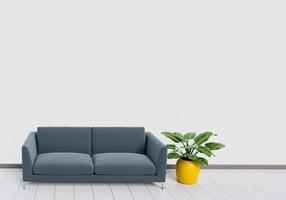 modern inredning av vardagsrum med svart soffa