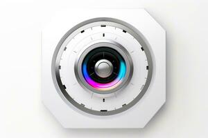 abstrakt teknologi digital nyckelhål ,hög tech Flerfärgad knapp, generativ ai foto