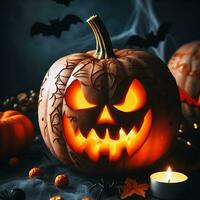 halloween pumpor. ai generativ foto