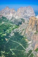 se till punta grohmann, cinquue dita, sasso lungo, piz ciavaces från sass pordoi, dolomiten, Italien, Europa foto