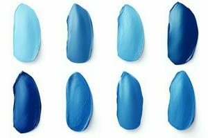 elegant blå läppstift utstryker uppsättning isolerat på vit. generera ai foto