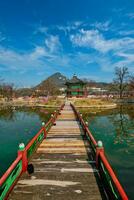 hyangwonjeong paviljong, Gyeongbokgung palats, seoul, söder korea foto