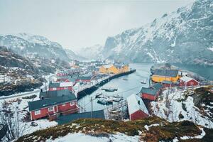 Nusfjord fiske by i Norge foto