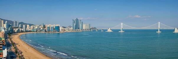 gwangalli strand i busan, söder korea foto