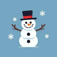 ai genererad snögubbe klämma konst ikon klistermärke jul dekoration enkel bakgrund foto