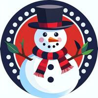 ai genererad snögubbe klämma konst ikon klistermärke jul dekoration enkel bakgrund foto