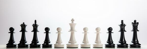 schack bitar på schackbräde, begrepp för ledarskap, lagarbete, partnerskap, företag strategi, beslut och konkurrens., ai generativ foto