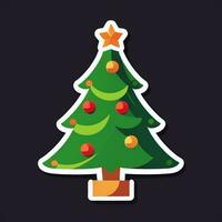 ai genererad jul träd klämma konst ikon klistermärke dekoration enkel bakgrund foto