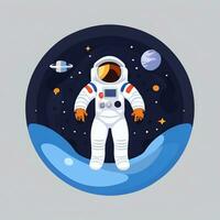 ai genererad astronaut klämma konst ikon klistermärke dekoration enkel bakgrund foto