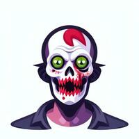 ai genererad zombie odöda porträtt avatar klämma konst gamer ikon klistermärke dekoration enkel bakgrund foto