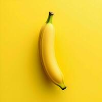 banan isolerat på en gul bakgrund minimalism. hög upplösning. ai generativ foto