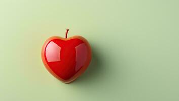 röd äpple med en hjärta form skära ut. ai genererad. foto