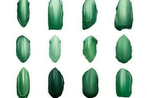 elegant grön läppstift utstryker uppsättning isolerat på vit. generera ai foto