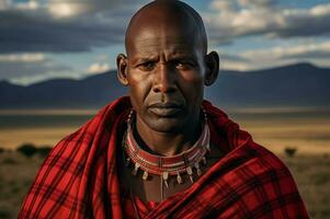 maasai afrikansk man porträtt. generera ai foto