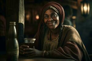 medeltida afrikansk kvinna Hem. generera ai foto