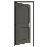 grå dörr oförseglad dörr i ren vit isolerat miljö foto