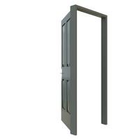 grå dörr vidöppen dörröppning med vit bakgrund isolering foto