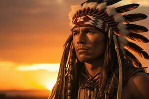 inföding amerikan man indisk stam porträtt foto