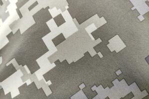textur närbild pixel kamouflage militär enhetlig av de väpnad krafter foto