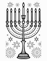 ai genererad färg bok för de jewish Semester av hanukkah stor ljusstake foto