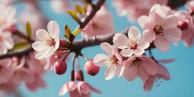 en realistisk en stänga upp av en körsbär blomma träd ai genererad foto