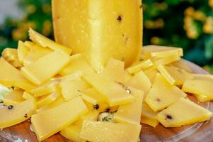 stänga upp av caciocavallo, typisk sicilian ost. foto