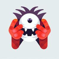 ai genererad söt monster porträtt avatar klämma konst gamer ikon klistermärke dekoration enkel bakgrund foto