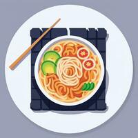 ai genererad Ramen nudel porträtt avatar klämma konst gamer ikon klistermärke dekoration enkel bakgrund foto