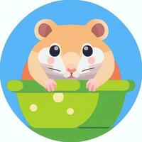 ai genererad söt hamster porträtt avatar klämma konst gamer ikon klistermärke dekoration enkel bakgrund foto