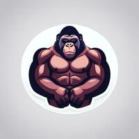ai genererad gorilla ikon avatar gamer klämma konst klistermärke dekoration enkel bakgrund foto