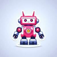 ai genererad söt leksak robot avatar gamer klämma konst klistermärke dekoration enkel bakgrund foto