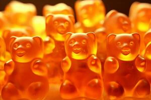 ai generativ. immungummi björnar med orange smak för barn. diet- tillägg foto