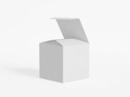 fyrkant låda förpackning vit bakåt kartong papper med realistisk textur foto