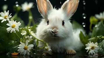 kanin vit kanin djur- Foto realistisk ai genererad