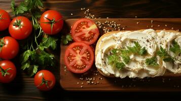 smörgås tomat majonnäs enkel frukost ai genererad foto