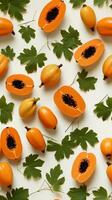 sömlös papaya frukt mönster jordnära Färg ai genererad foto